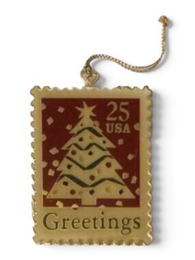 VTG Winco Christmas Ornament Stamp Collection 1990 Enameled 22K Gold Plated Tree